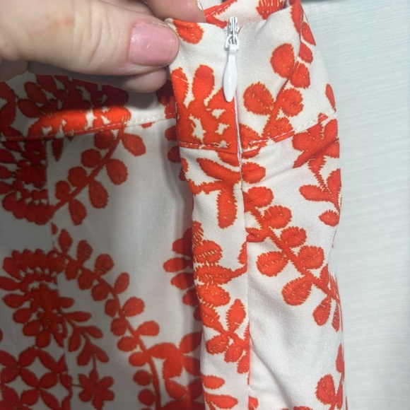 Boho Chic Orange & White Floral Print High Waisted Wide Leg Flowy Palazzo M - Picture 4 of 7